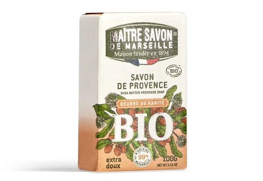 Mydło prowansalskie, MASŁO SHEA, COSMOS ORGANIC, 100 g, Maitre Savon de Marseille